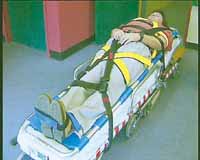 scoop stretcher place on main ambulance stretcher